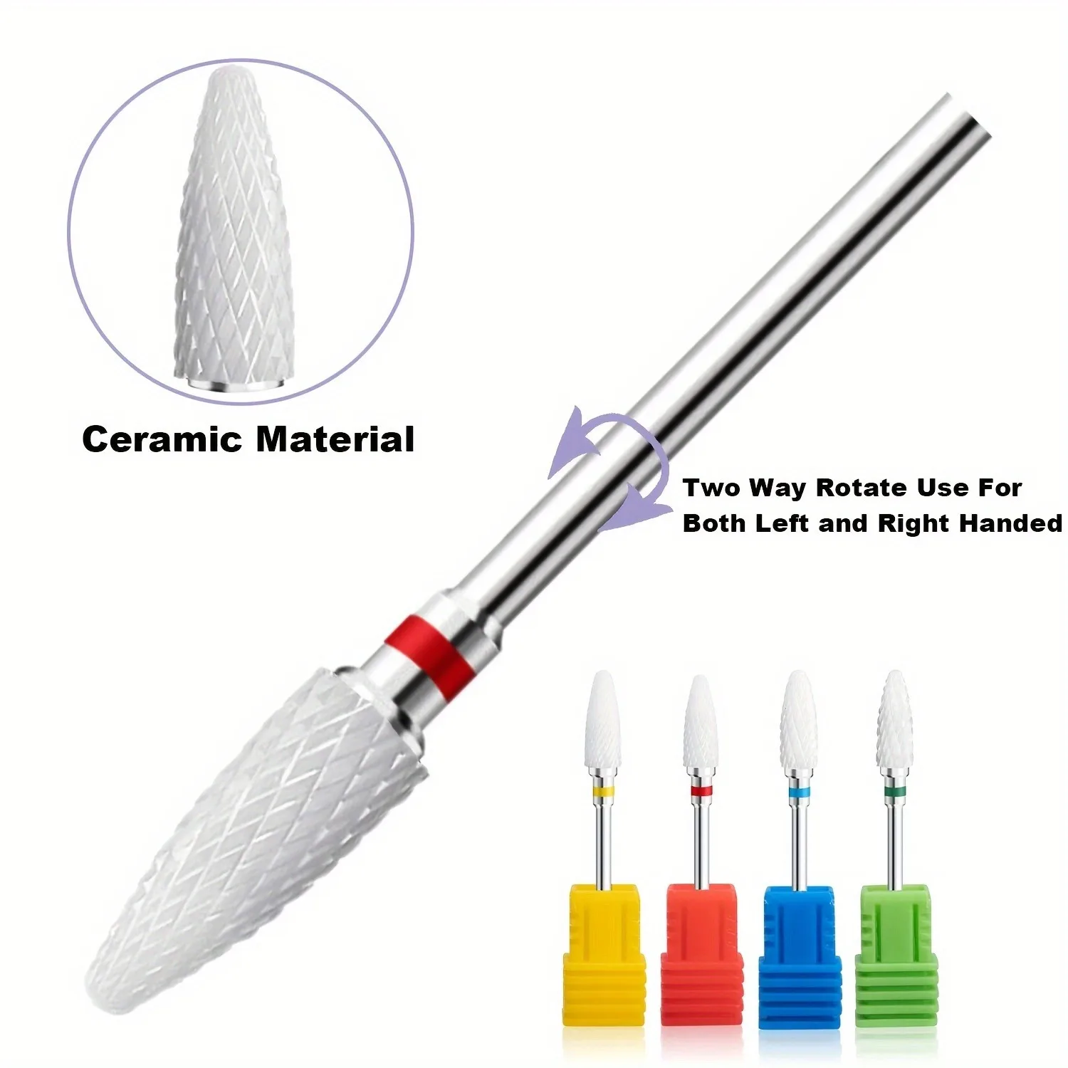 3/32'' Kit-4 keramische nagelborenset, soepele rotatie, elektrische nagelvijlbevestigingsset met lage trillingen voor manicure pedicure