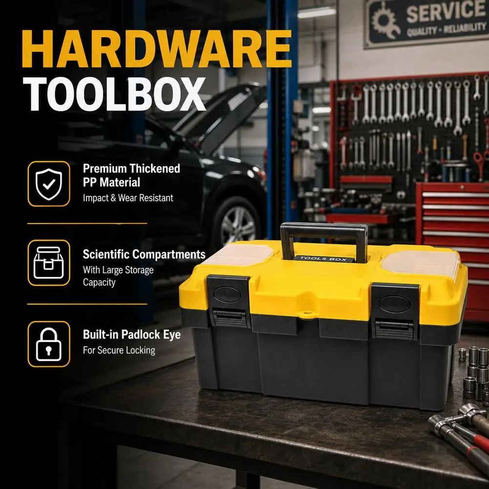 1 Pcs 12 Inch Heavy Duty Storage Tool Boxes Electrician Portable Tools Case with Handle Multifunctional Household Toolbox