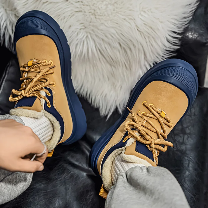 شتاء جديد موضة شعبية الاتجاه سميكة سوليد عادية متعددة الاستخدامات مريحة دافئة وقطيفة الرجال الارتفاع زيادة الأحذية الرياضية #1