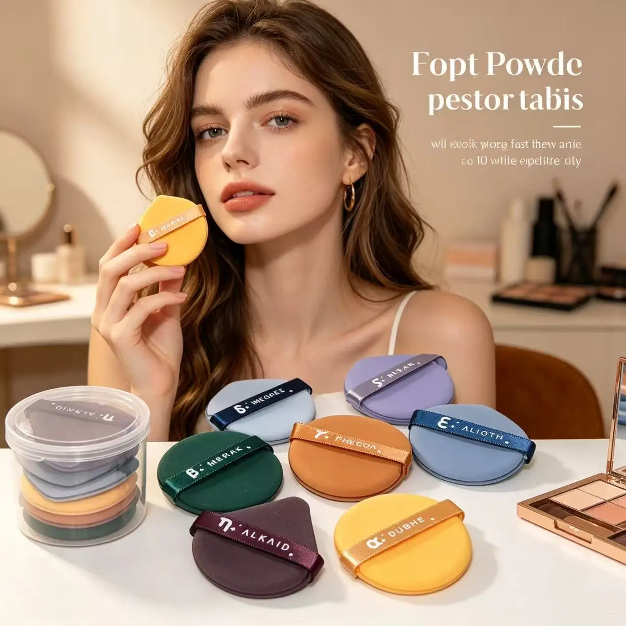7 pack of mixed-type cushion sponge applicators, suitable for both dry and wet use with foundation liquid.