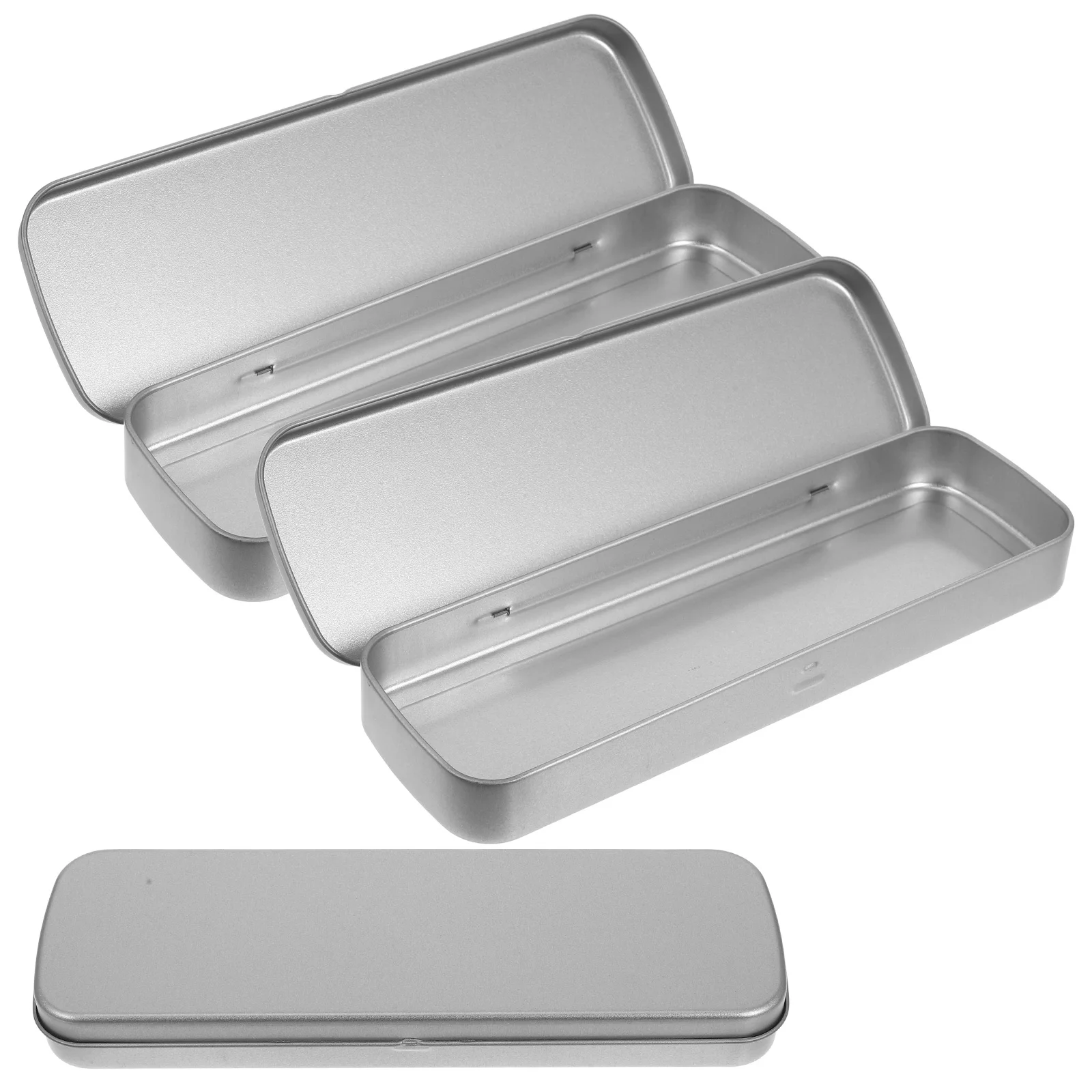 

3 pcs Rectangular Tin Boxes Metal Storage Organizer Tea Canister For Stationery Craft Cookie Holder Sturdy