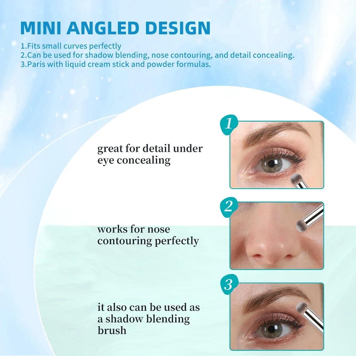 Angled Concealer Makeup Brush Under Eye Makeup Small Foundation Precision Face Blending Brush Soft Bristles Makeup Tools