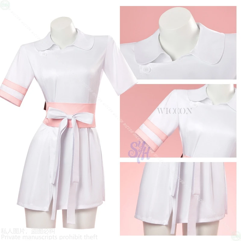 أنيمي لعبة Nohara Rin تأثيري الحلو ممرضة زي Kawaii مثير فستان قصير الوردي الأبيض لوليتا جوارب لطيف حفلة الهالوين كوس