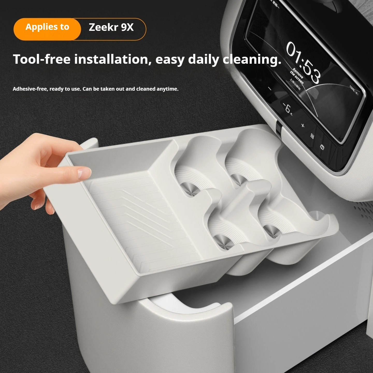 Fit For Zeekr 9X Car Rear Refrigerator Silicone Pad Central Control Water Cup Holder Pad Storage Box Interior Modification