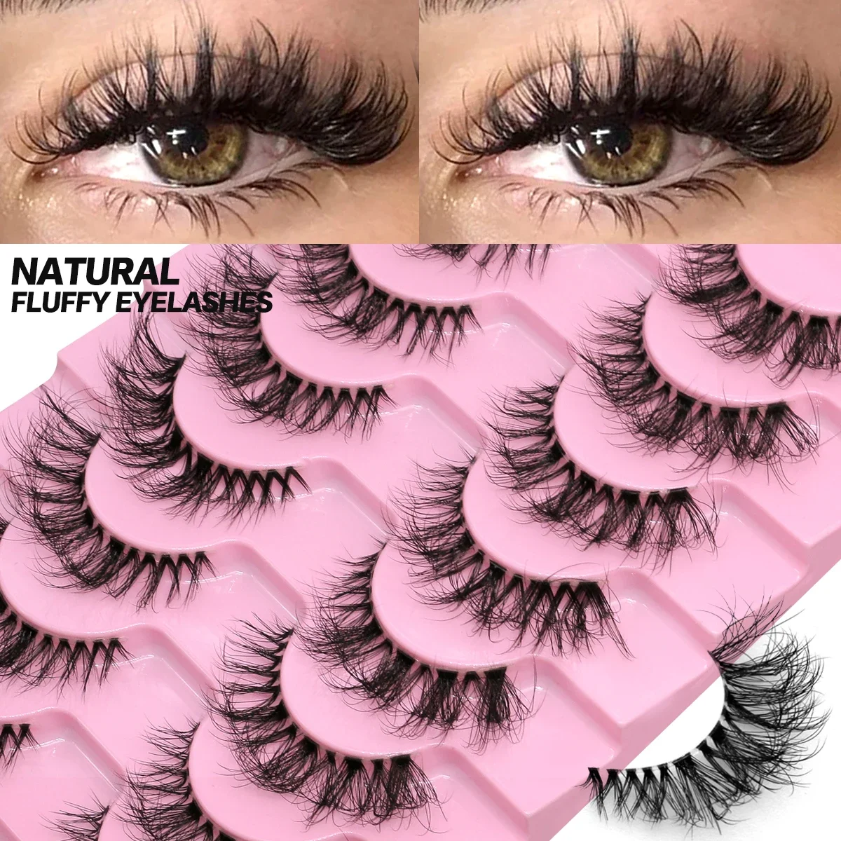 Veltrinay Faux cils oeil de chat cils vaporeux bande claire naturel Faux vison cils moelleux doux vaporeux cils maquillage