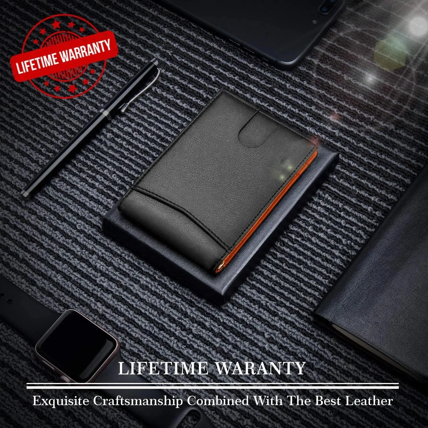 Minimalistische RFID-blockierende Geldbörse für Herren, 12-Karten-Fach, ultradünnes Design, einfarbig, tragbar, für die Vordertasche, multifunktionaler Kartenhalter. – Detail 6