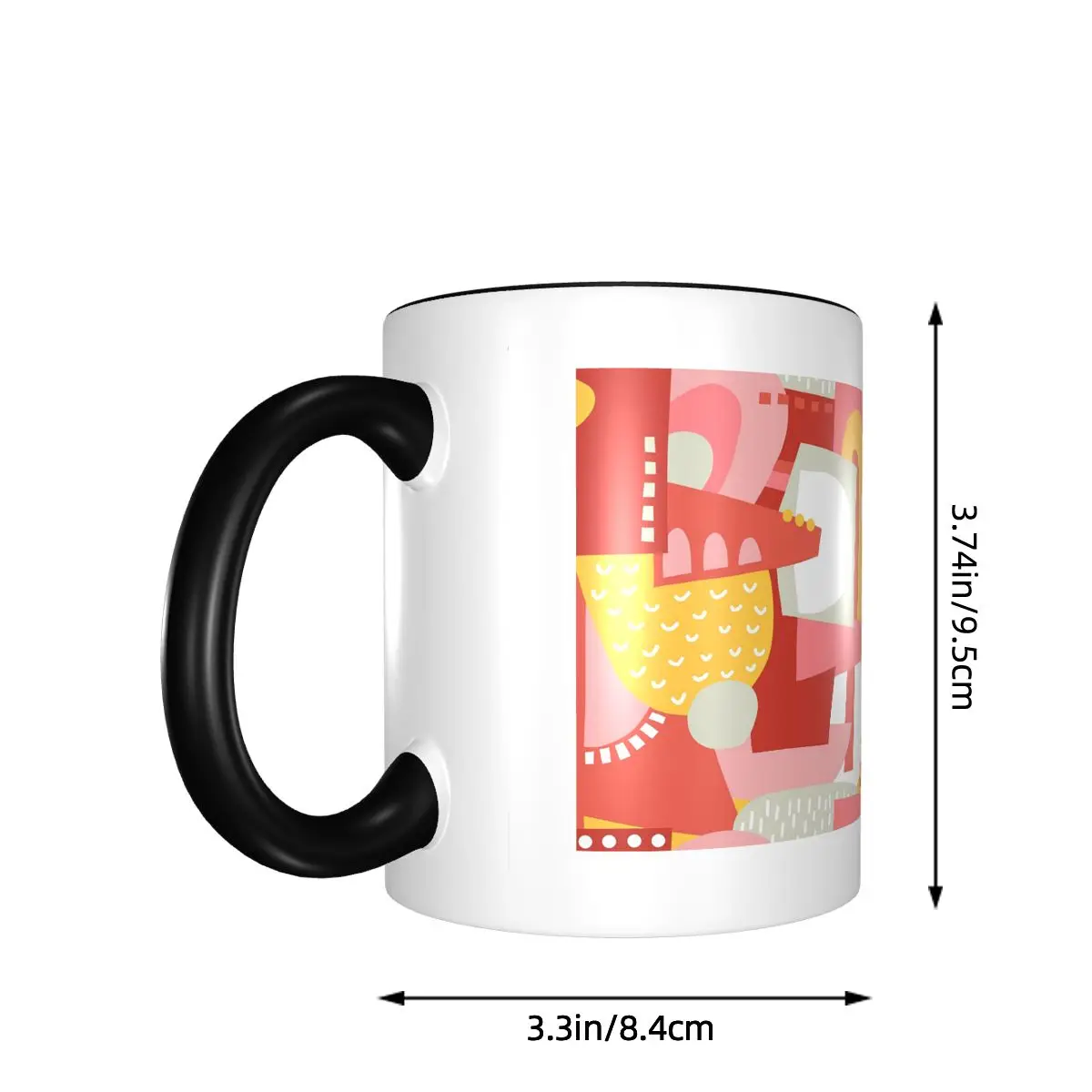 Contemporary Collage Pink Red Yellow Whiite Mug Funny Ceramic Coffee Cups Tea Mugs Milk Cup Drinkware Gifts for Friends