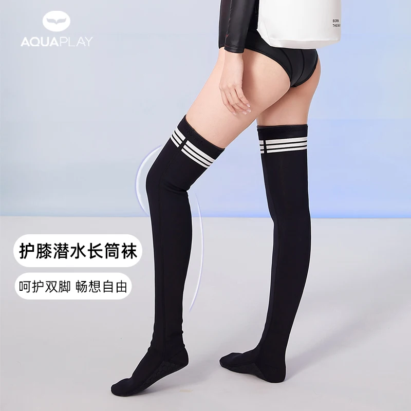 

AquaPlay 3mm Neoprene Women Over Knee Thigh High Socks Diving Stocking Dive Long Socks Underwater Leg Warmers Scuba Freediving