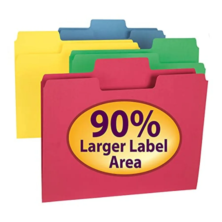 

SuperTab File Folders, Oversized 1/3-Cut Tab, Letter Size, Assorted Primary Colors, 24 per Pack 11956