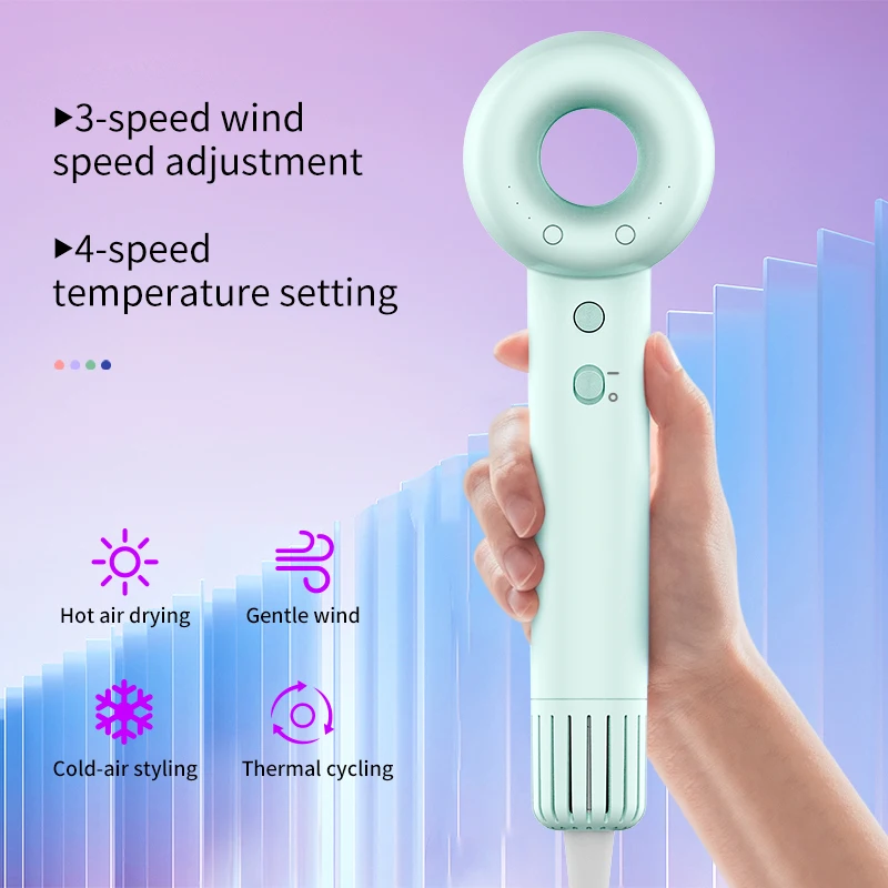 High-speed Electric Hair Dryer Hollow Bladeless High Power 110000 Rpm High Wind Speed Negative Ion Quick Drying Hair Care