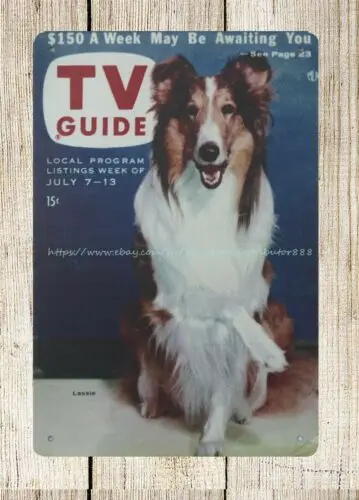 1950s magazine cover popular TV collie Lassie metal tin sign art prints online