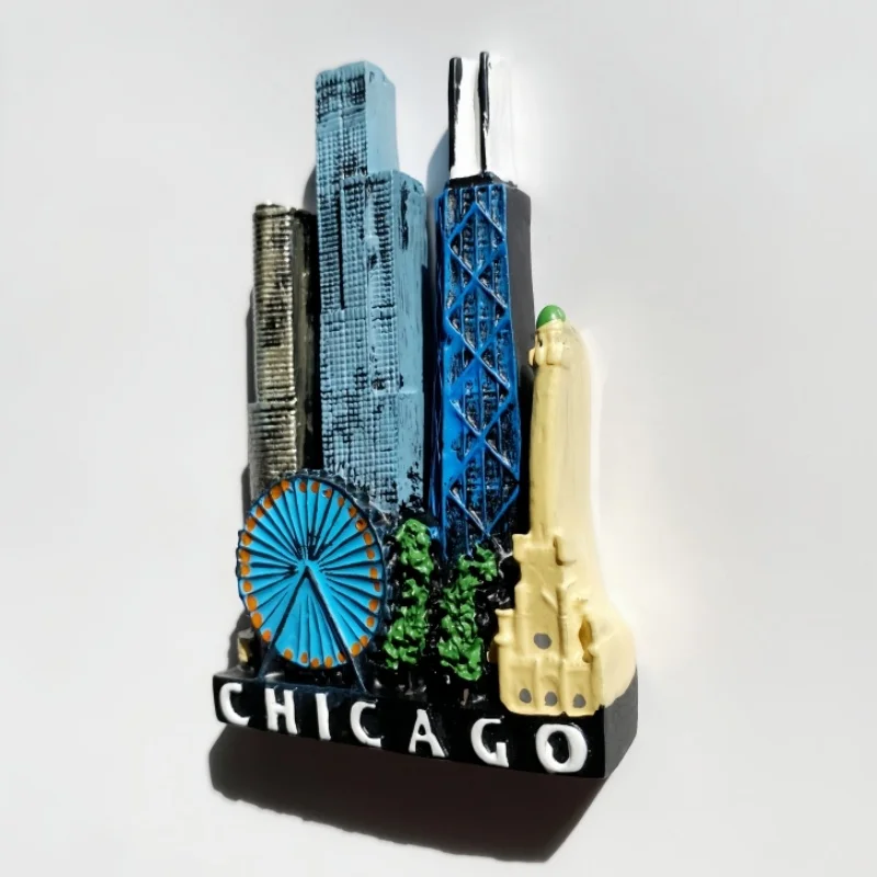 شيكاغو، الولايات المتحدة الأمريكية، المباني المميزة، الحرف اليدوية، ثلاثية الأبعاد الإبداعية، ملصقات الثلاجة المغناطيسية، الديكور، التذكارات السياحية #2