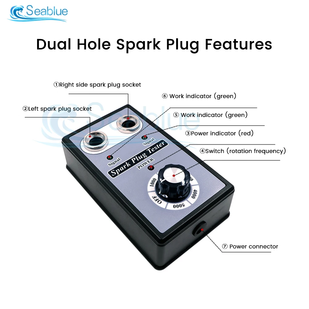 Adjustable Dual Hole Sparking Plug Tester Spark Tester Diagnostic Tool for Car Motorcycle Ignition Coil Checker Spark Detector