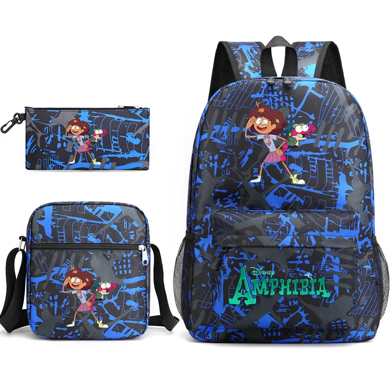 

3pcs Disney Amphibia Teenager Students Backpacks Schoolbags Pencil Case Shoulder Bags Boys Girls School Bags Sets