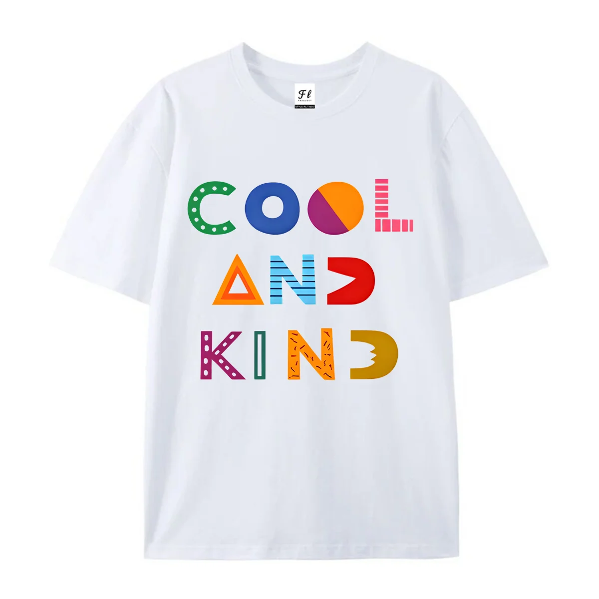 Men Short Sleeve T Shirt Cool And Kind Graphic Tees Colorful Art Letter Print Casual O Neck Summer Tops For Guys Daily Street