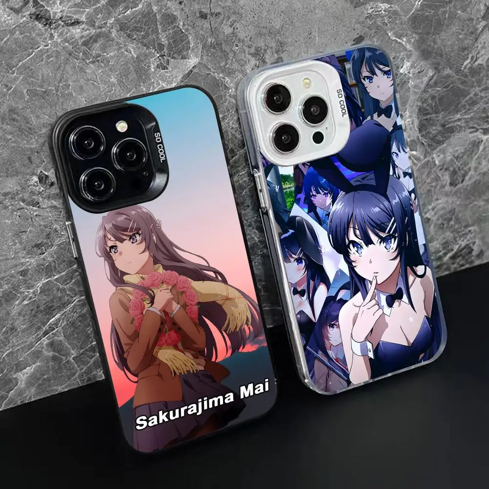 Anime Mai Sakurajima Cell Phone Case for iPhone 16 15 14 13 12 11 X XR XS 8 7 Pro Max Plus Translucent Colour Protective Cover