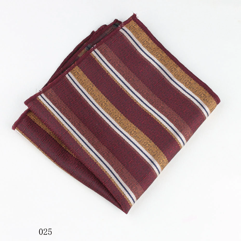 2025 новый дизайн 24 см коричневый белый цветочный мужской карманный платок из полиэстера жаккардовый полосатый носовой платок деловой формальный свадебный платок