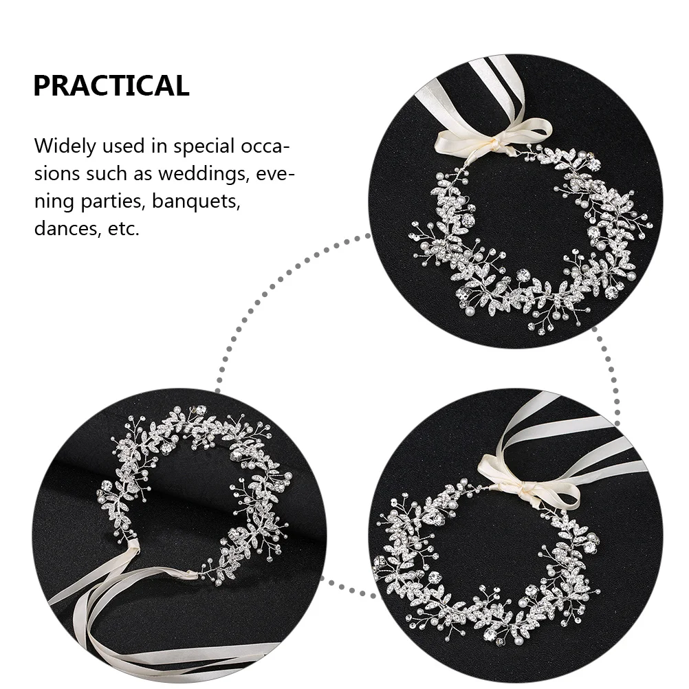 

Rhinestone Headb Pearl Accessories for Wedding Bridal Headpieces Bridesmaid Silver Pearls Elegant Charm