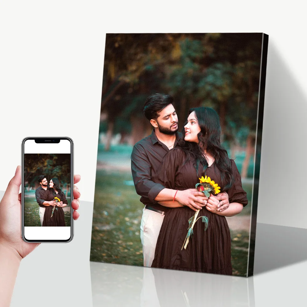 1 Pc Customized Photos on Canvas with DIY Wood Frame or frameless poster,Personalized Custom Photos for Your Lover,family,friend