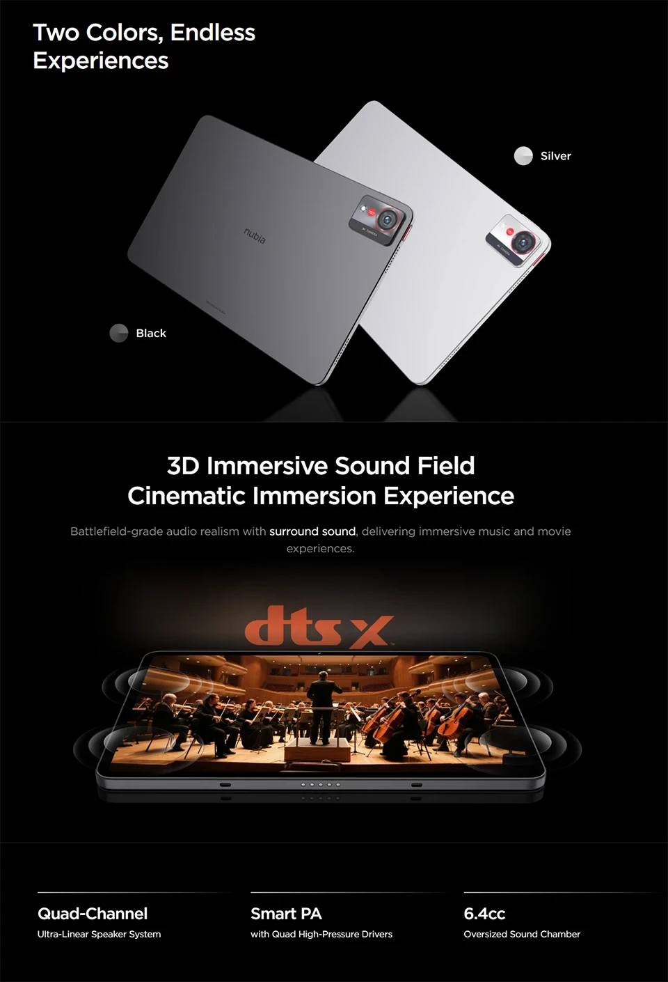Global Version Global Version Nubia Pro Pad Snapdragon® 8 Gen 3 10.9" 2880×1800 144Hz TFT 13MP+20MP 10100mAh 66W NFC