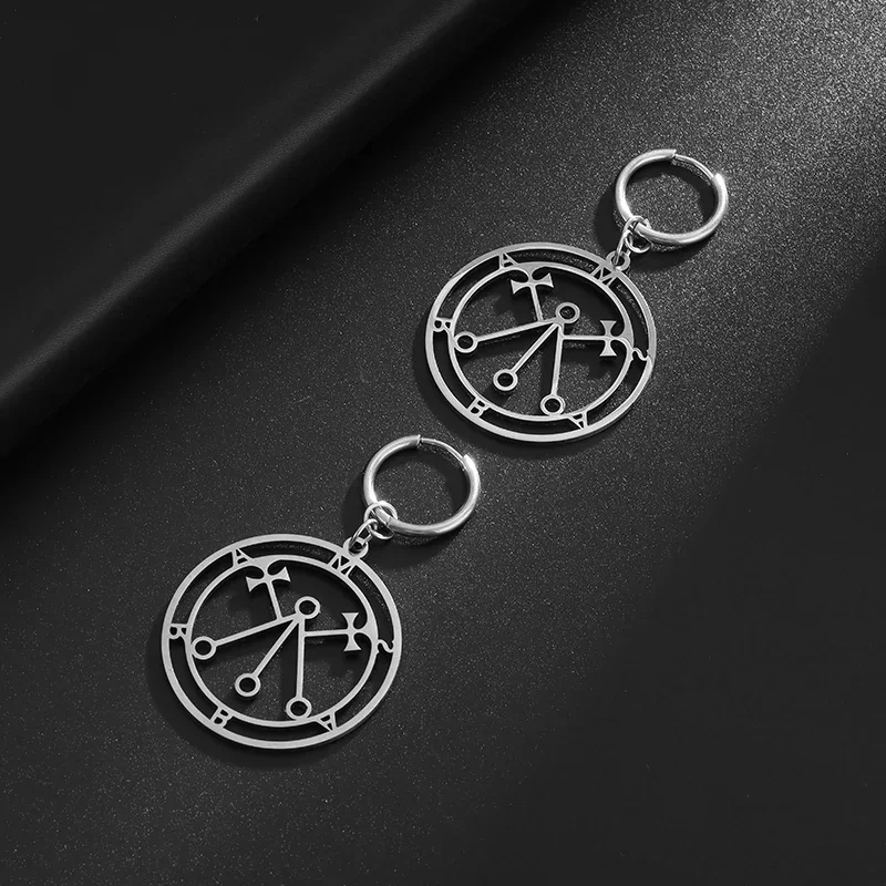 Stainless Steel Goth Devil Manifesto Symbol Hypoallergenic Earrings for Men Women Punk Trend Jewelry Gifts