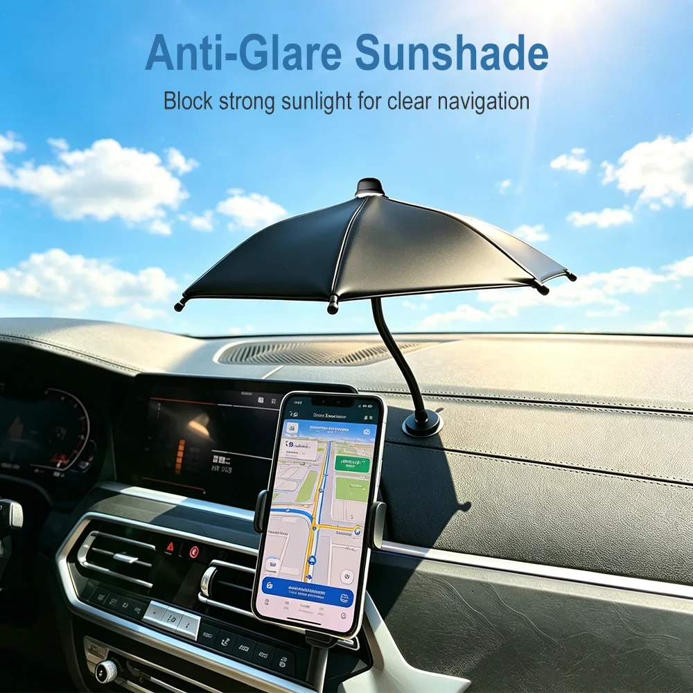 2PCS Bending Design Car Mobile Phone Sunshade Anti-glare With Clip And Magnetic Phone Umbrella Adjustable Auto Phone Bracket