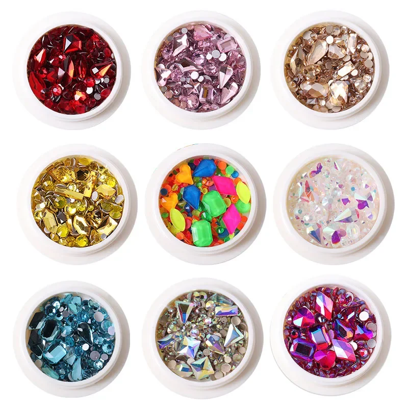 Mixed Sizes Big Crystals For Nails Rhinestone Sparkly Gems Silver Flat Back AB Transparent 3D Round Diamonds Makeup Decorations