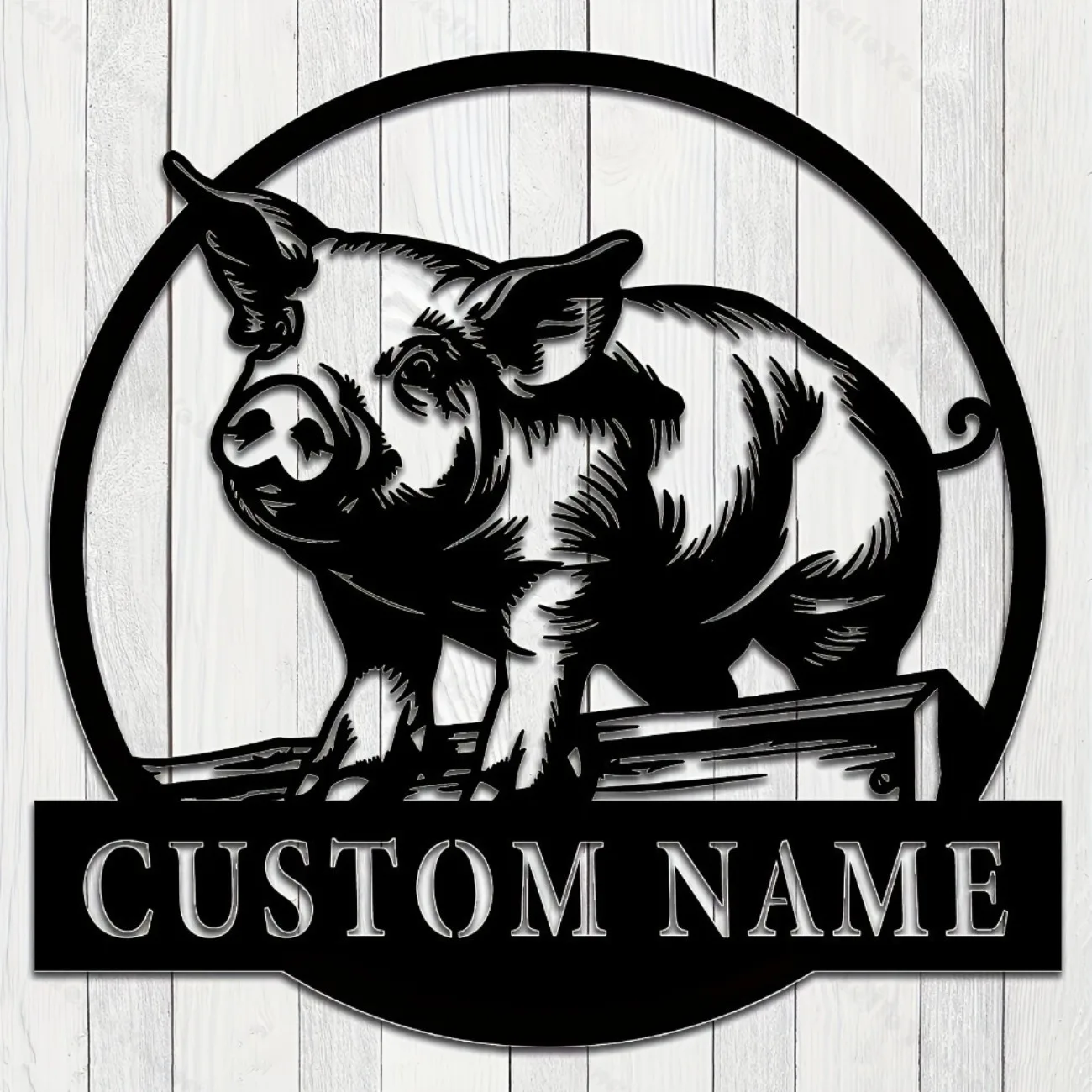 Anpassbare Metall-Schwein-Silhouette, Wandkunst, Familienname, Bauernhaus-Dekoration, heißer Verkauf für Haus, Garten, Urlaubsdekoration.
