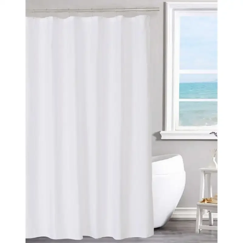 Fabric Shower Curtain Liner Solid White with Magnets, Hotel Quality, Machine Washable, 70 x 72 inches for Bathroom