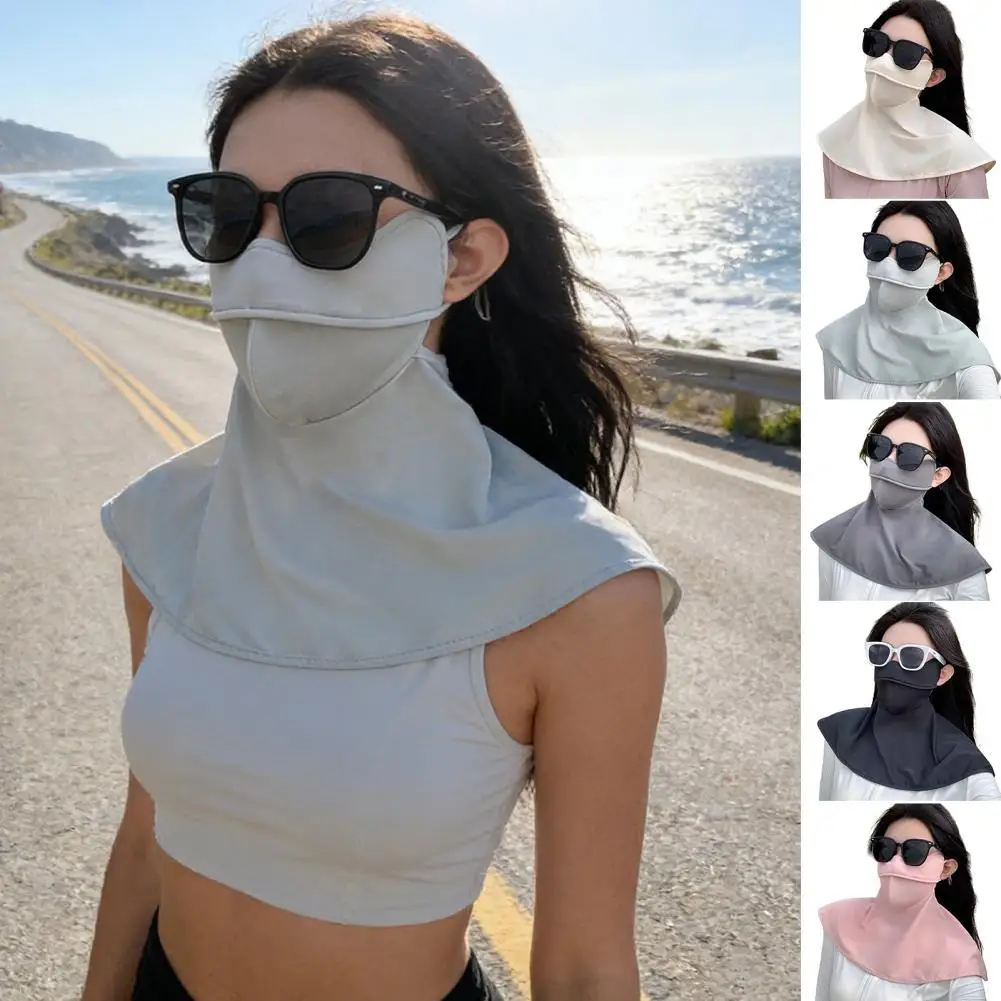 Sun Protection Guard Lightweight Quick-Dry Fabric Ice Silk Face Guard Shawl Design Semi-covered Face Neck Sun