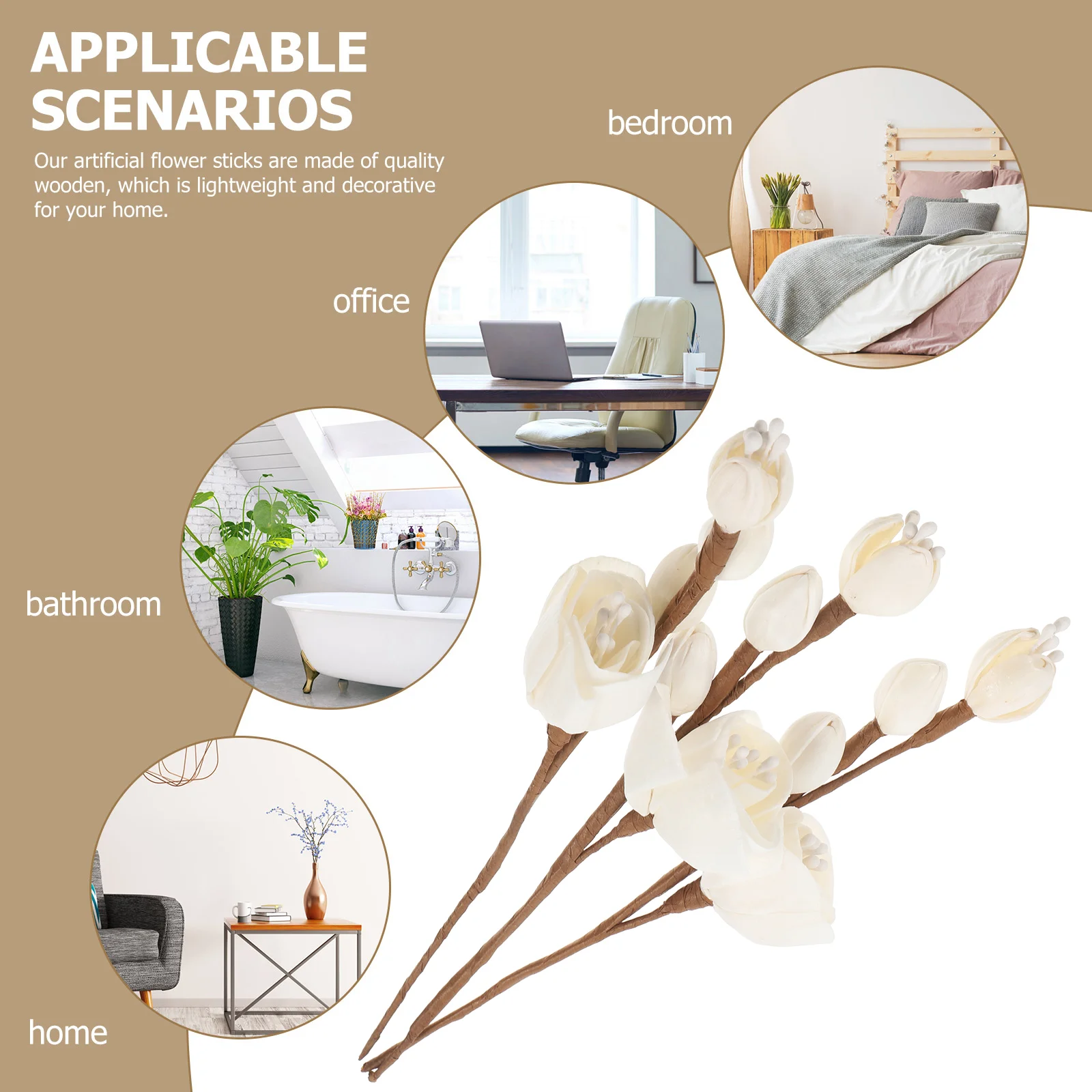 3 Pcs Home Diffusers Aromatherapy Flower Branch Oil Refill Rice Paper for Refills Arrangement Sticks Office