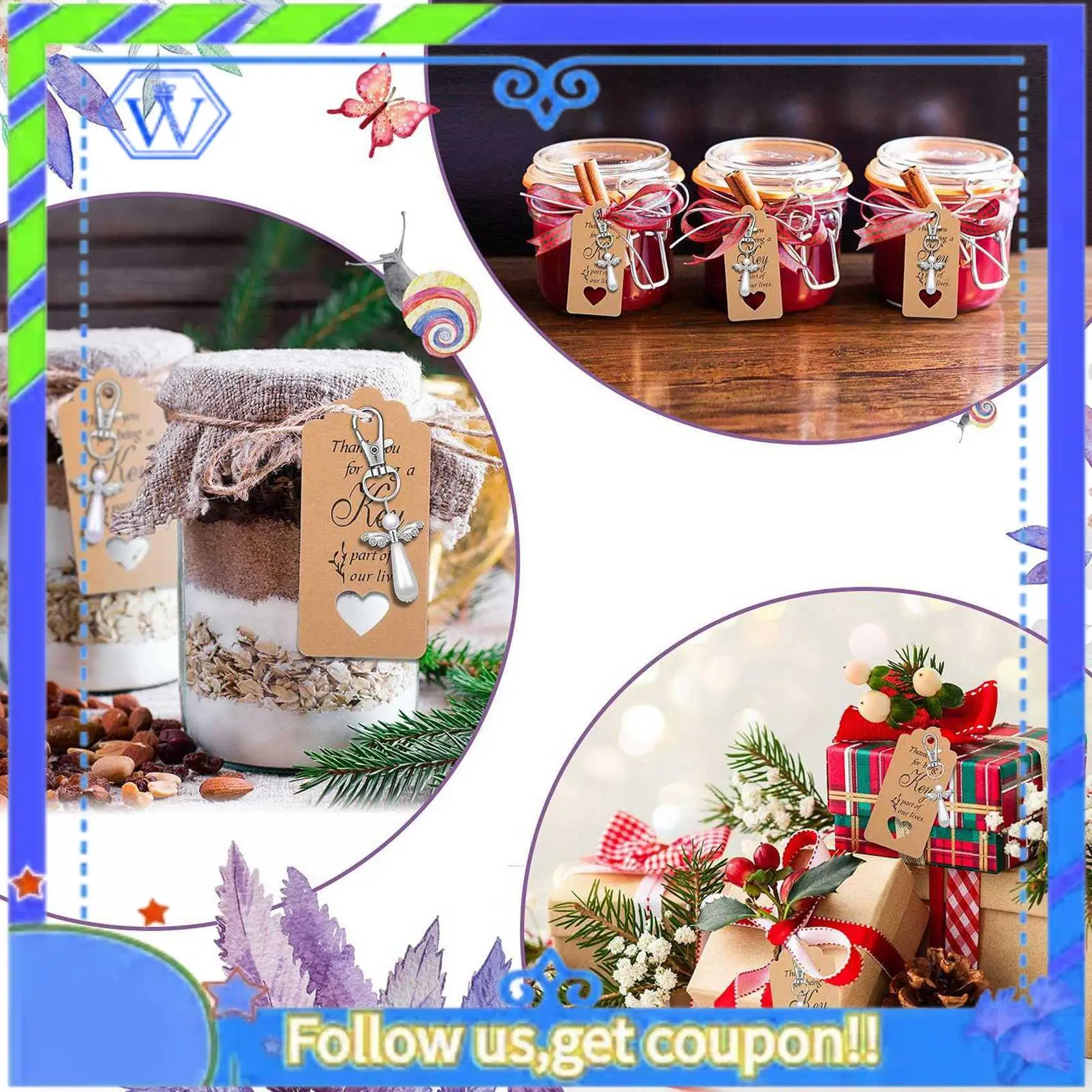 

A55P-60Pcs Thank You Gift Angel Keychains Wedding Favors Guardian Angel For Christening Baby Shower Birthday Giveaway