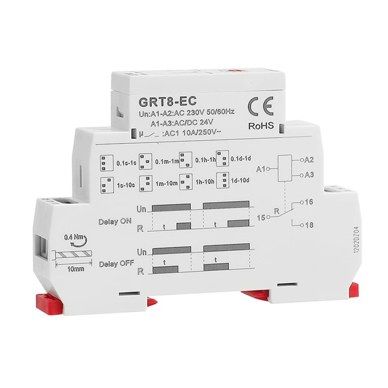 GEYA 1 Pcs GRT8-EC 10A Dual Function Timer Relay On Delay Or Off Delay Relay AC230V Time Relay