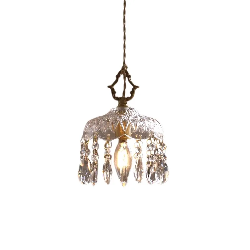 

French retro glass small chandelier, carved glass American bedside restaurant entrance bay window