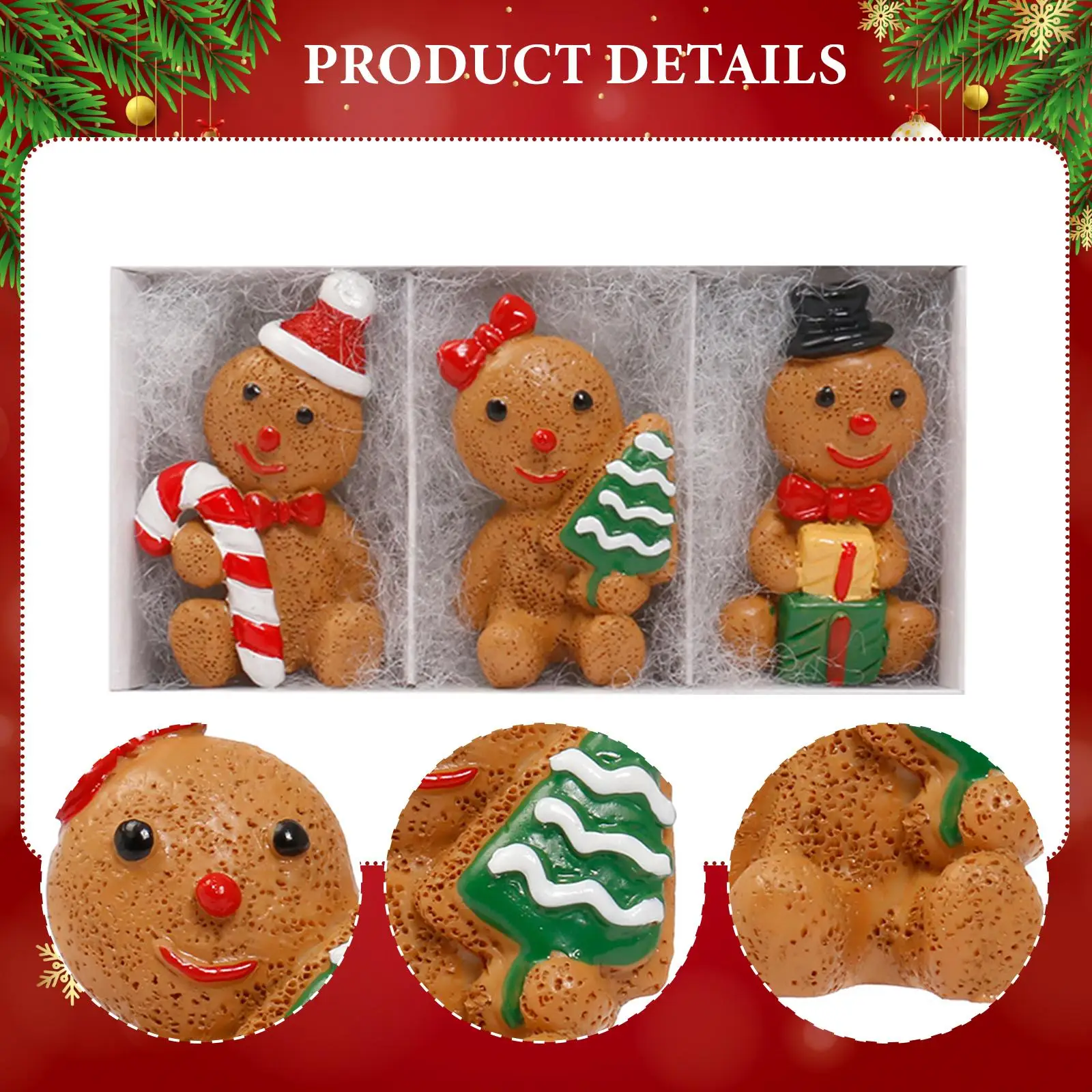 3 قطع من تماثيل خبز الزنجبيل لتزيين عيد الميلاد لغرفة نوم طاولة العطلات