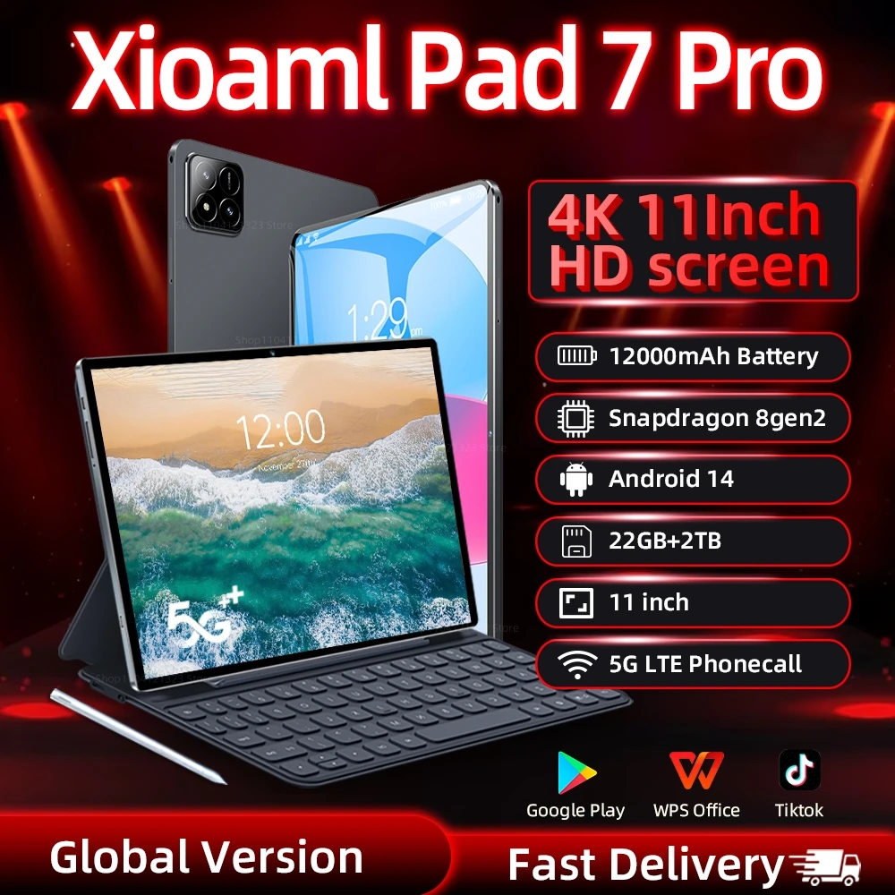 2024 NEW Original MI Pad 7 Pro Tablet 11inch Snapdragon 8gen2 HD 4K Android 14 22GB+2TB 20000mAh 5G Dual SIM WiFi GPS Tablets PC