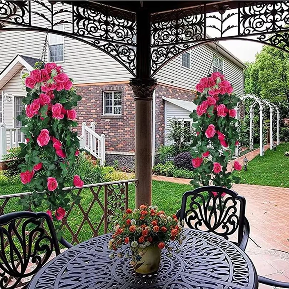 Artificial Flowers Rattan Archs Hanging Rose Home Table Accessories Wedding Courtyard Outdoor Garden Room Wreath Diy Gift Decor