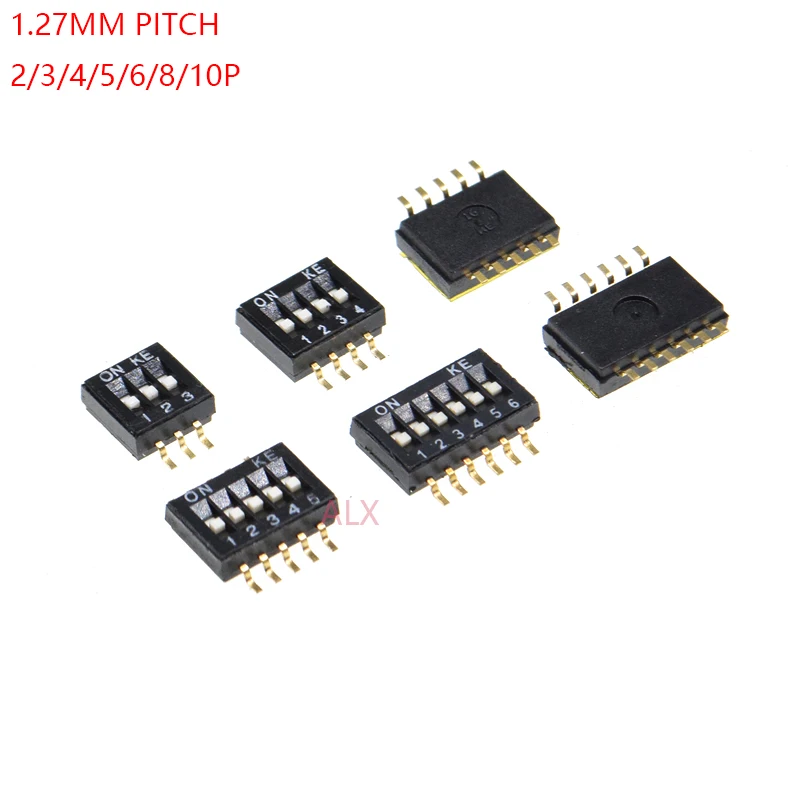 5PCS Gold Plated SMD SMT 2/3/4/5/6/8/10 Position bits doule Row TOGGLE switch 1.27MM PITCH Slide switch 2p/4p/6p/8p DSHP04TSGER
