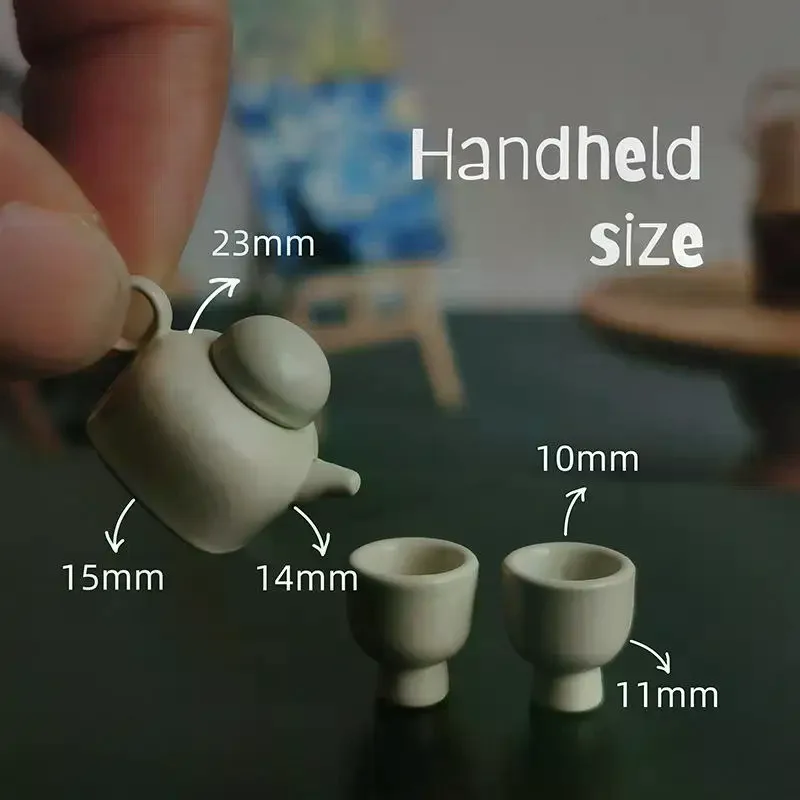1/12 Dollhouse Simulation Teapot Teacup Kit Dollhouse Miniature Kitchen Decoration Toy Dolls House Micro Scene Photo Props