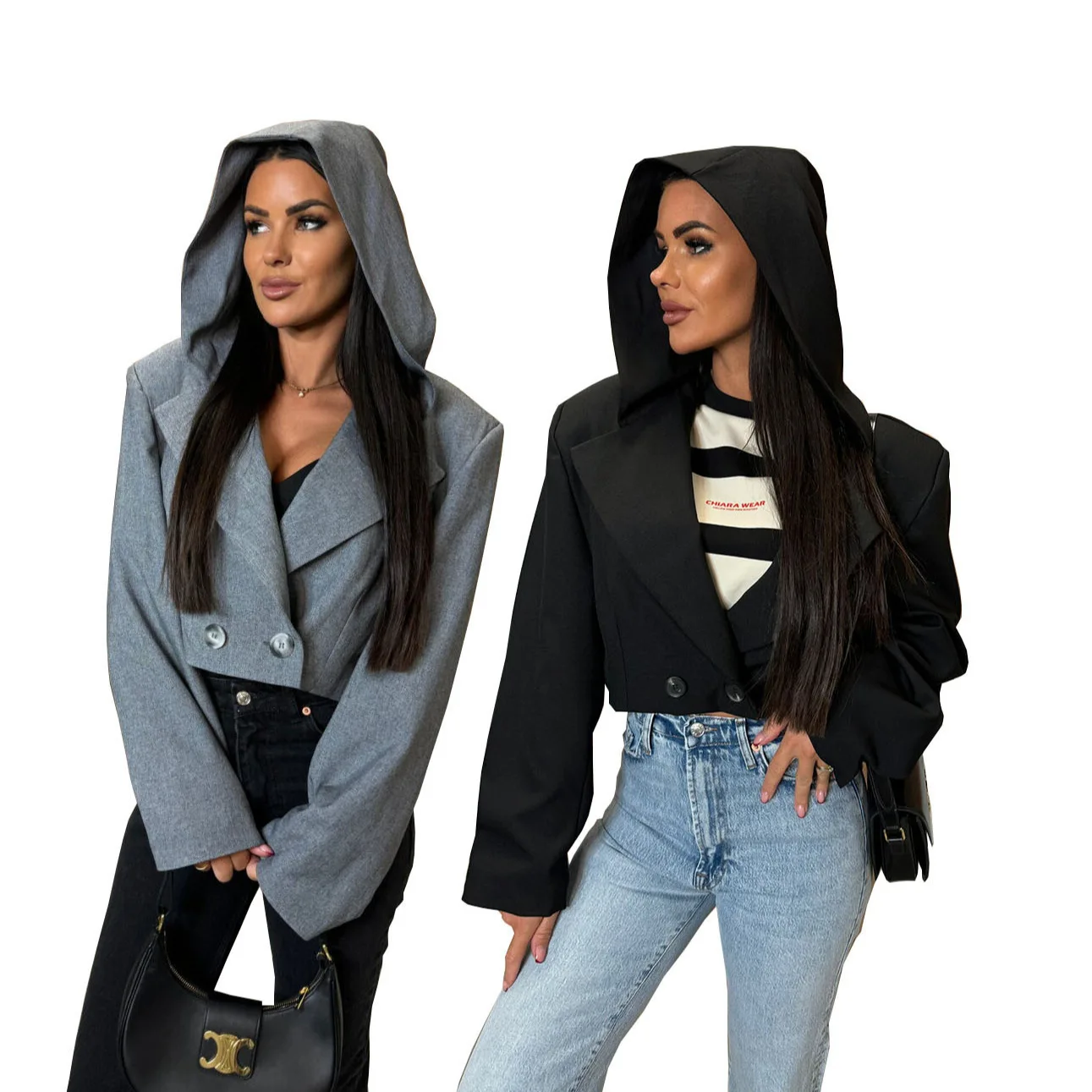 

2025 Autumn New Fashionable Casual Long Sleeved Short Top Women Hooded Suit Small Coat Women Odzież Wierzchnia Winter Jacket