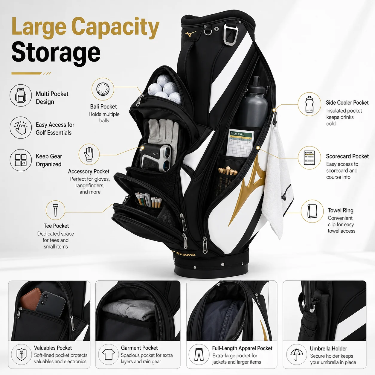 Mizuno Men's Golf Bag Premium  - Sports Equipment Cart recension och pris