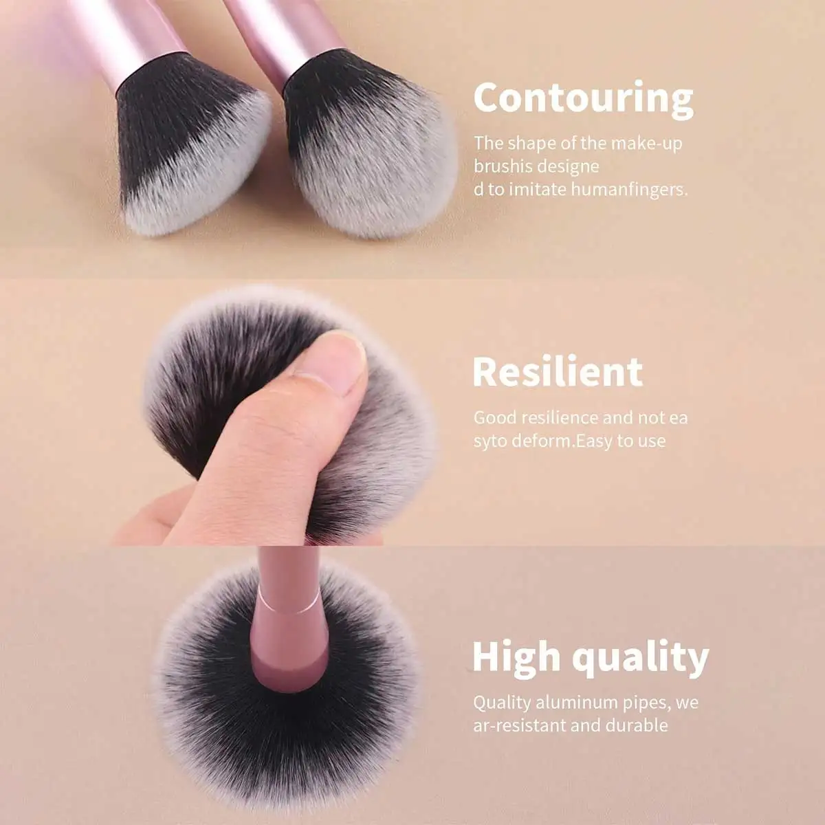 2pcs Professional Dual-Ended Face Makeup Brush Set, Powder Brush & Blush Brush, Soft Fibers, Portable, Travel Makeup Tools,Found