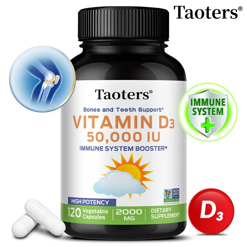 Cápsulas blandas de vitamina D3 5000IU para una función muscular saludable e inmune, apoya la salud ósea, la salud dental, no OGM, sin gluten