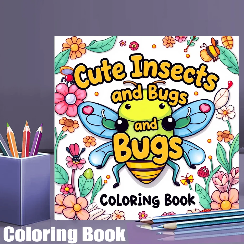 28 Pages Original Cute Insects and Bugs Coloring Book for Adult | Colouring Book, Drawing Supplies for Christmas, Thanksgiving