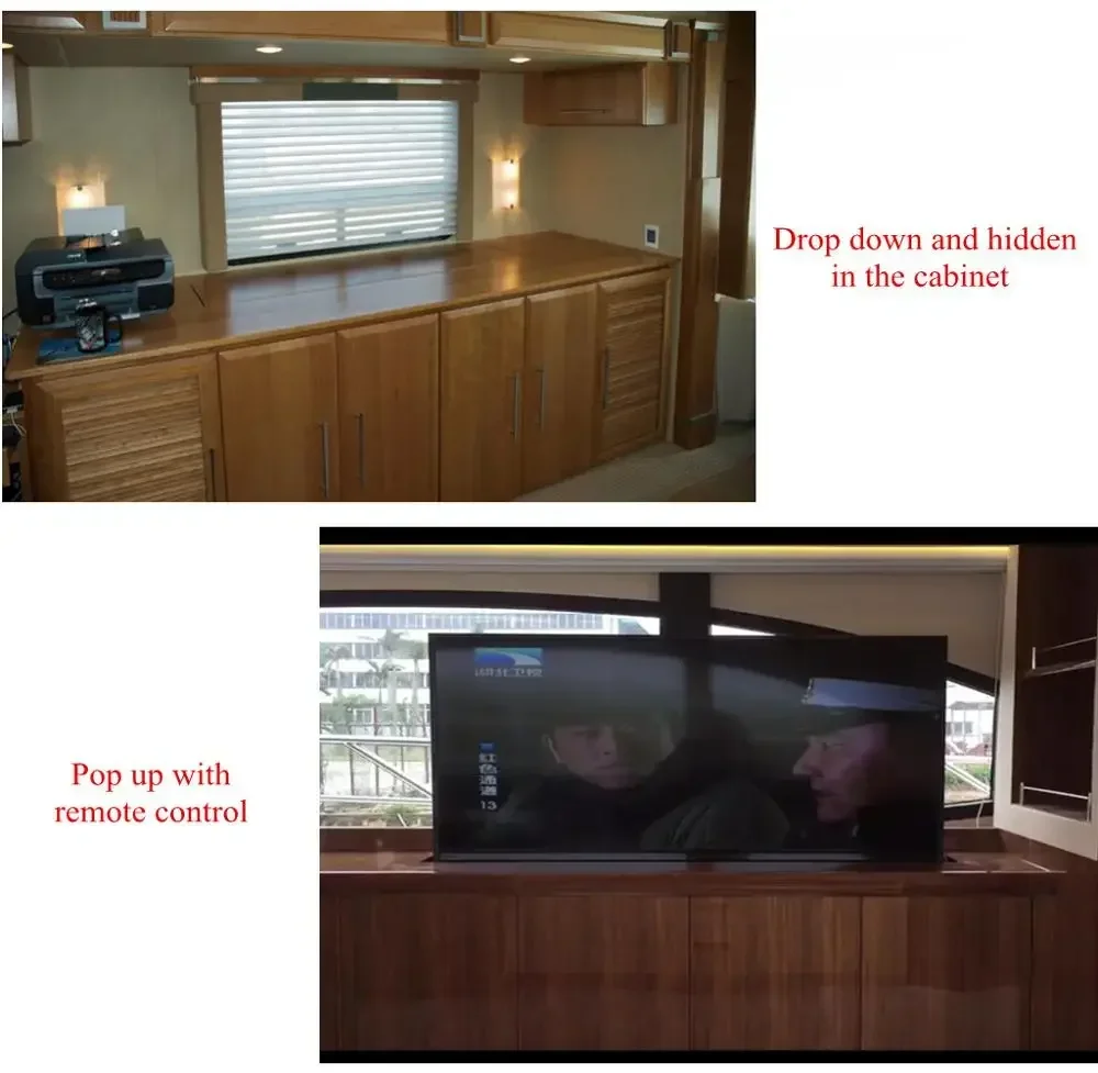 2025/55 "-60" بمحرك لأعلى ولأسفل، حامل رفع تلفزيون بمحرك 340 درجة #6