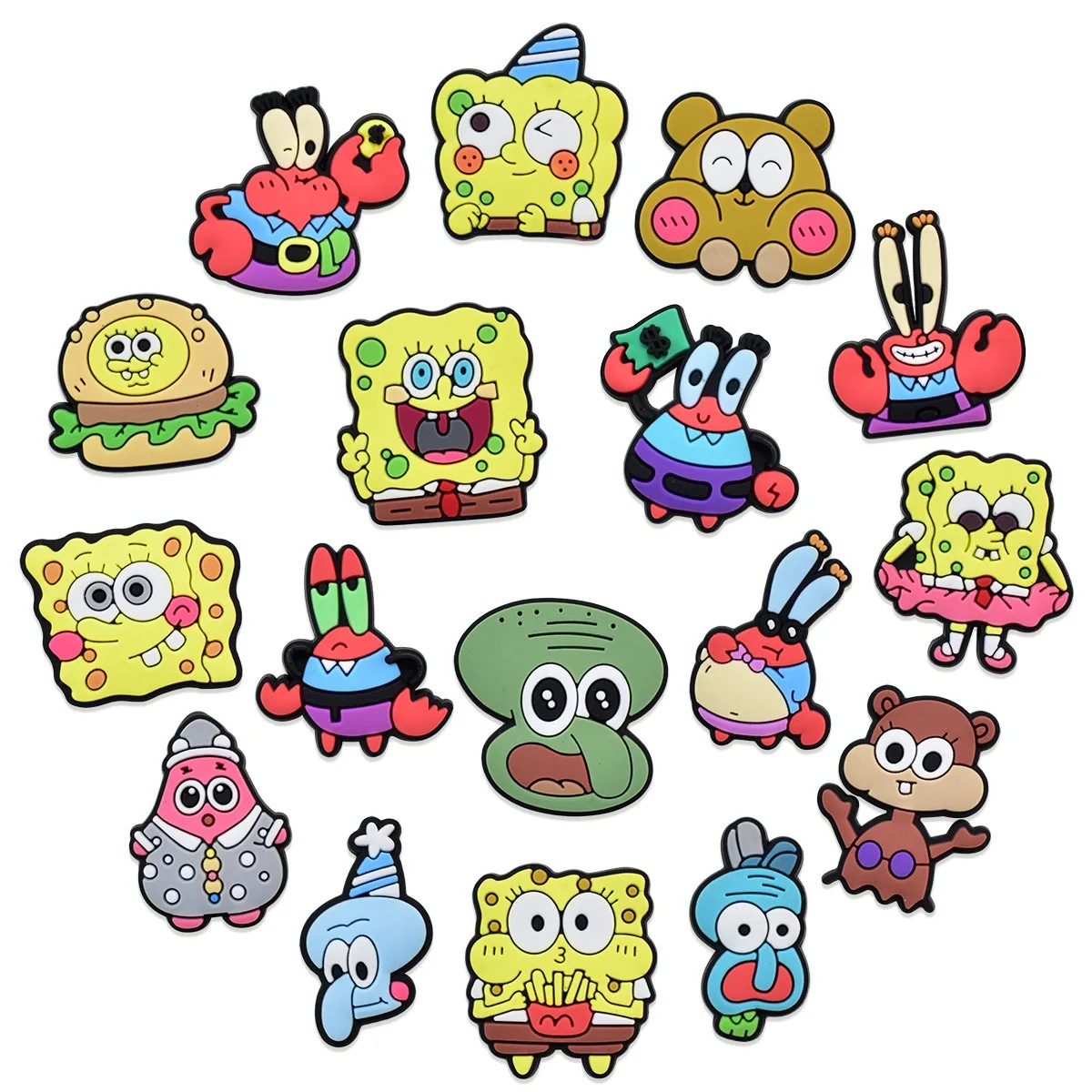 

5-17PCS SpongeBob SquarePants Shoe Charm Mix Wholesale PVC Decoration Buckle Sandal Shoe Detachable Waterproof To X-mas Gift