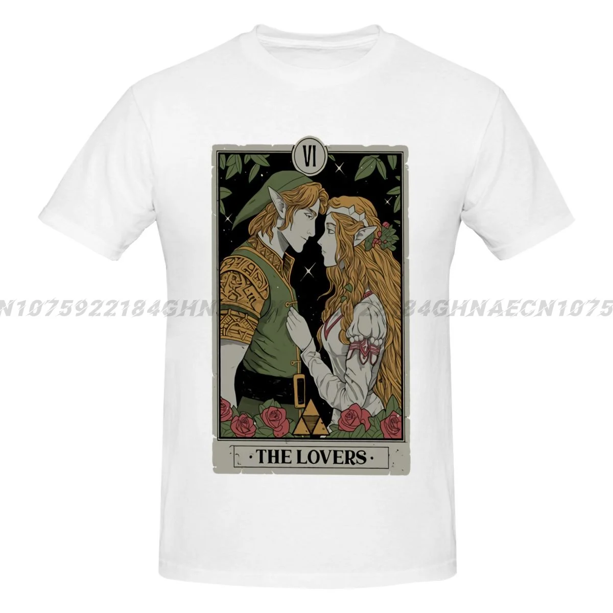 The Lovers Tarot Four Seasons Sports Crewneck Short Sleeve Men's Cotton Large Size T-shirt Loose Tee