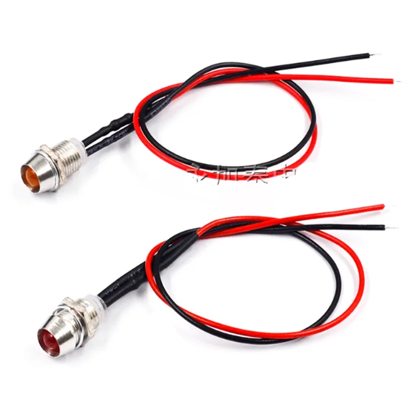 8 مللي متر 12 فولت صمام ثنائي باعث للضوء مؤشر ضوء LED خرزة مصباح لوحة صغيرة مخصصة 3 فولت 12 فولت 24 فولت LED ديود مع سلك 20 سنتيمتر