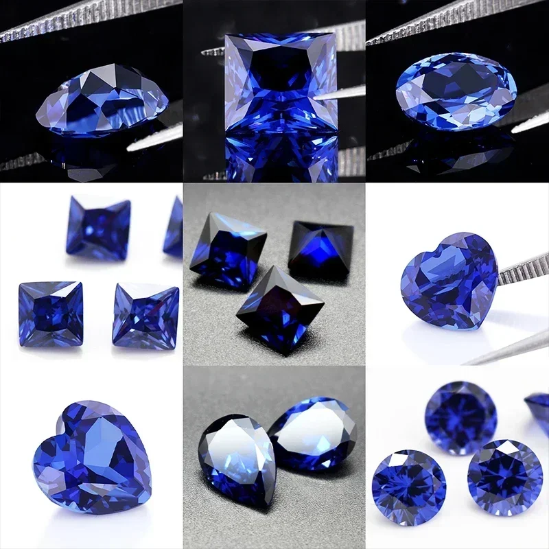 Blauer Saphir, loser Edelstein, Schmuck zum Selbermachen, blauer Edelstein, Schmuck, Halskette, Ring, perfekter Kreis, DIY eingelegt