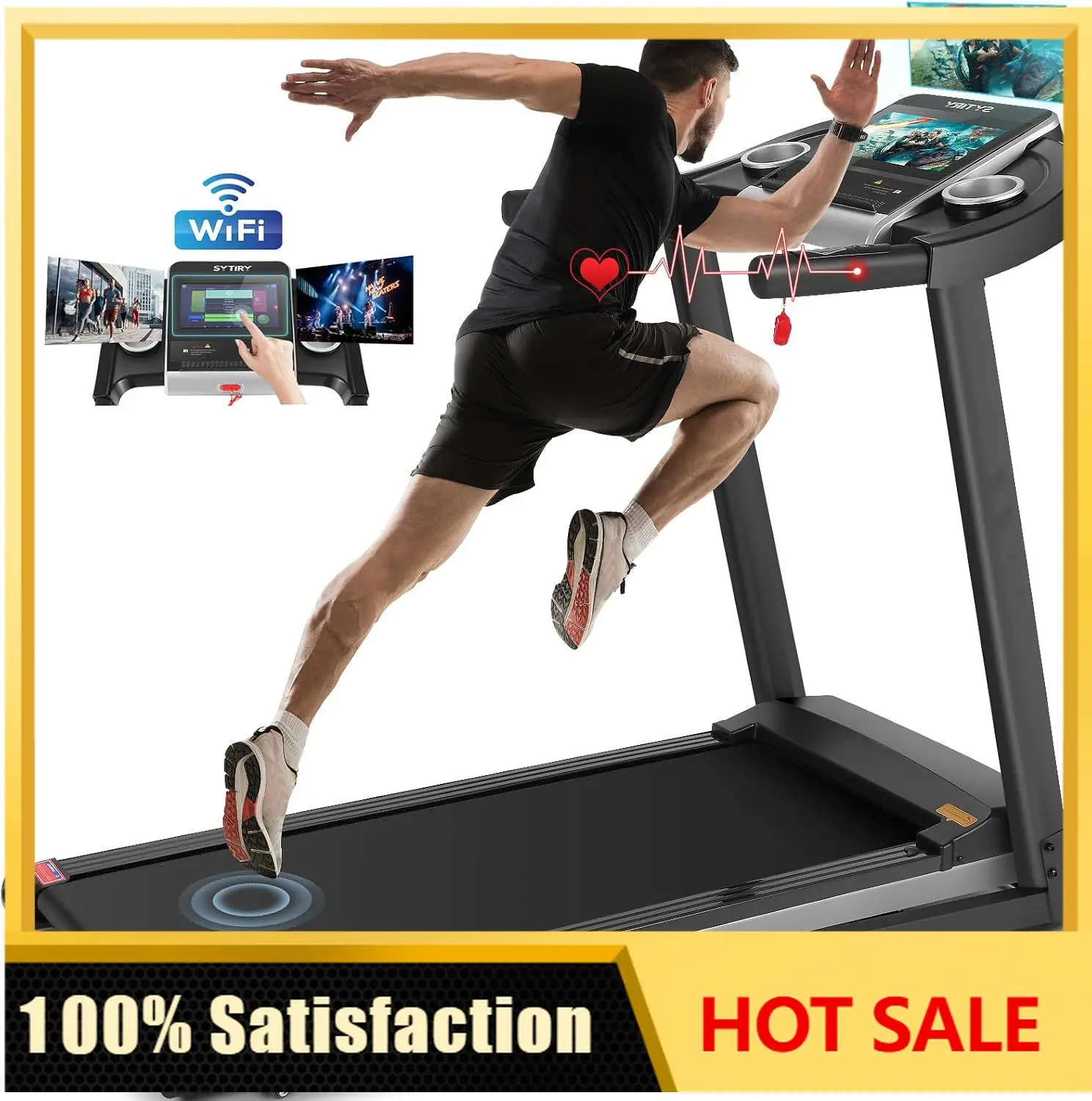 Incline Treadmills for Home with TV Screen and WiFi, 3.5HP Smart Walking Pad Treadmill with Incline, Heavy Duty Foldable Electri